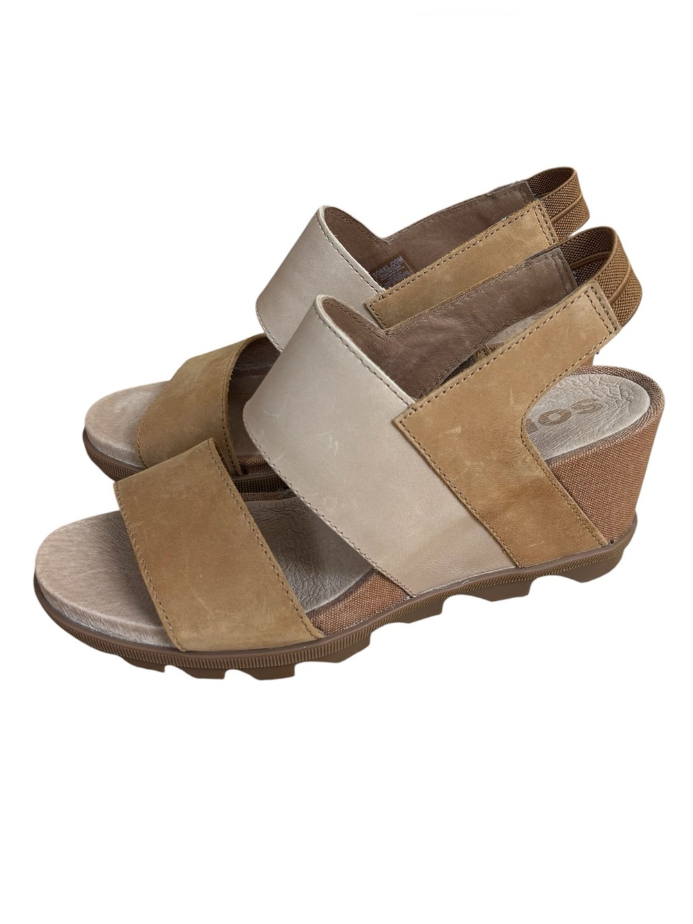 Sorel Joanie II Slingback Women’s Size 9.5 Wedge Heel Tan/Brown Leather Sandals